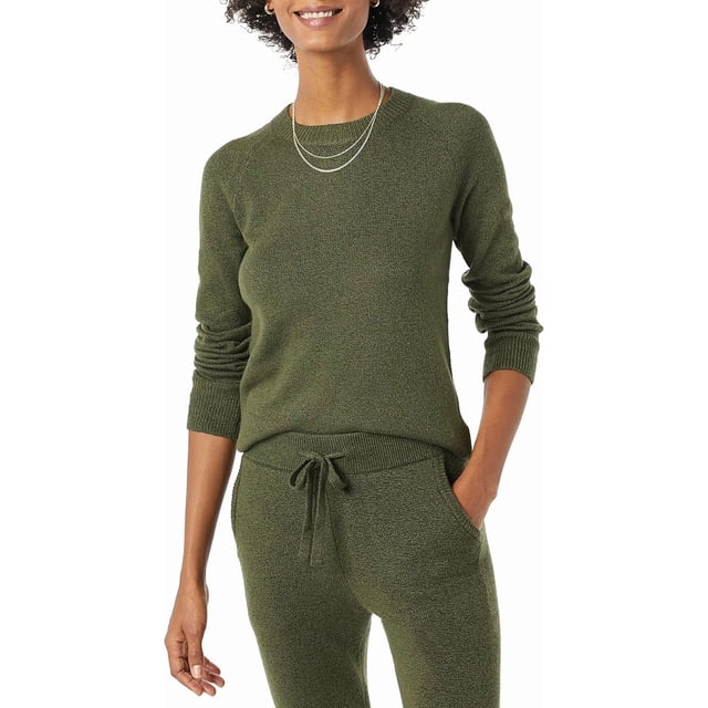 walmart Essentials Chandail à Col Rond à Manches Longues pour Femmes, Coupe Classique, Toucher Doux