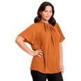 thumbnail image 2 of Avenue Women's Plus Size Twist Front Mockneck Flutter Sleeve Blouse, 2 of 2