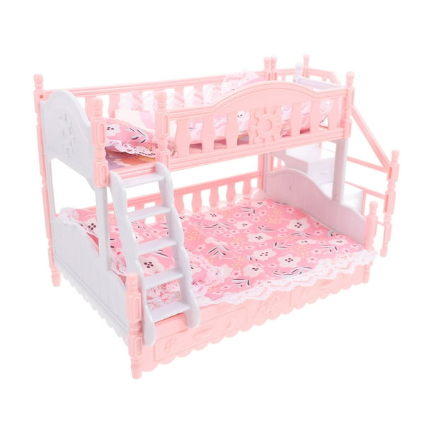 1 juego de litera para muñecas, muebles de casa de muñecas en miniatura para niñas, juego de simulación, cama para muñecas, muebles en miniatura, decoración de minicasa