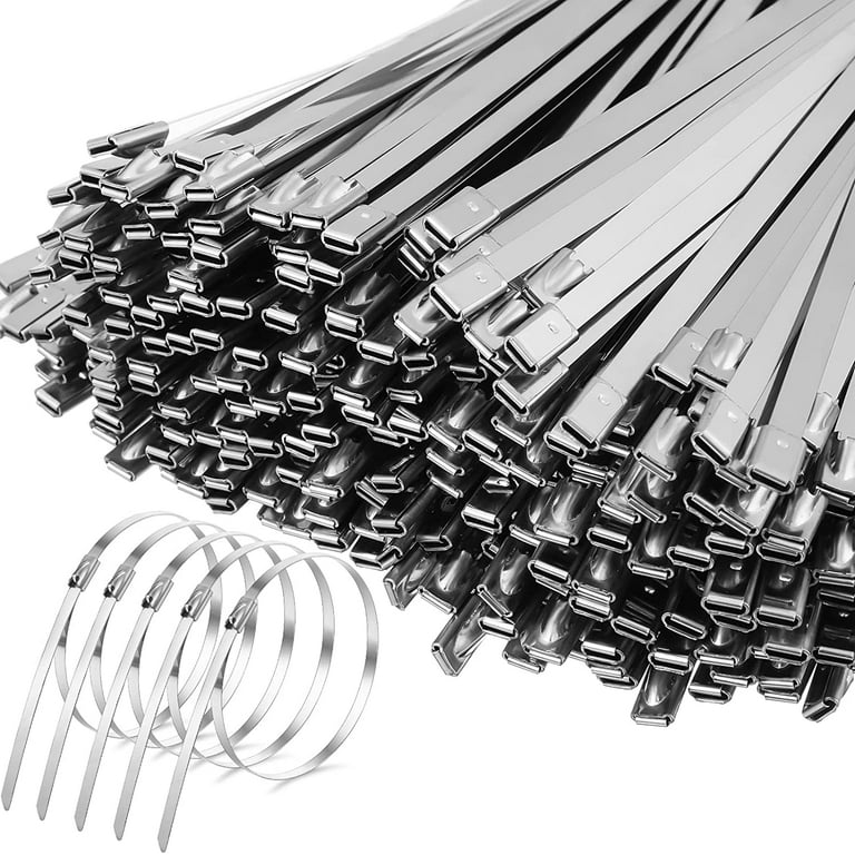 300 Pieces Metal Zip Ties Heavy Duty Stainless Steel Cable Zip Ties Multi  Purpose Metal Cable Ties Self Locking Metal 