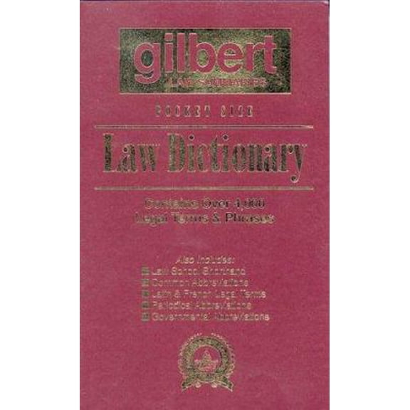 Pre-Owned Gilbert's Pocket Size Law Dictionary--Burgandy: Newly Expanded 2nd Edition! by Gilbert Law Summaries (Paperback) English