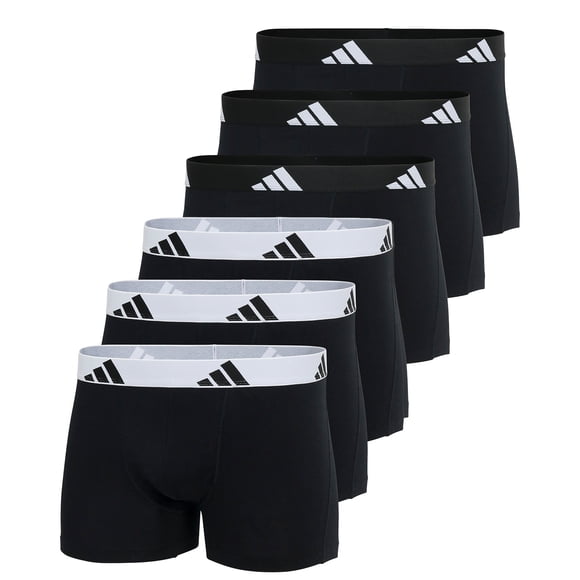 adidas men boxer shorts, 6-pack - trunks, Active Flex Cotton, logo, solid colour Black/black/white M (Medium)