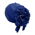 thumbnail image 2 of VJGBEGW Women Pre-Tied Ruffled Turban Head Wrap Soft Stretch Ruffle Floral Side Head Scarf Breathable Chemo Cap for Hair Loss Blue One Size, 2 of 4
