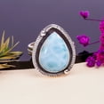 thumbnail image 2 of Natural Larimar / Pactolite - Dominican Republic Gemstone 925 Sterling Silver Ring V11846, Statement Ring, Blue Ring, Pear Ring, Gift For Her, Larimar, 2 of 4