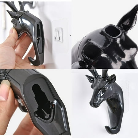 

WNG Deer Head Self Adhesive Wall Door Hook Hanger Bag Keys Sticky Holder