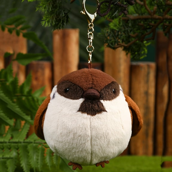 Chubby Little Sparrow Plush Bag Charm, Stuffed Animal Keychain, Original Design Soft Toy