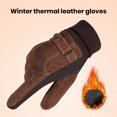 thumbnail image 1 of YAOBAMM Warm Gloves 1 Pair Men Autumn Winter Suede Double Layer Touch Screen Thermal Fleece Lined Riding Mittens Ribbed Cuffs, 1 of 6
