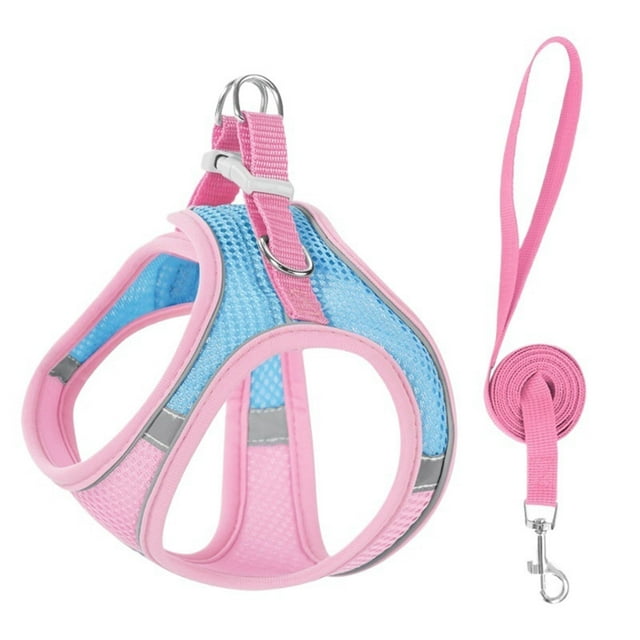 Cat Harness and Leash Set, Escape Proof Adjustable Soft Mesh Vest Jacket for Pet with Reflective Safety Strips