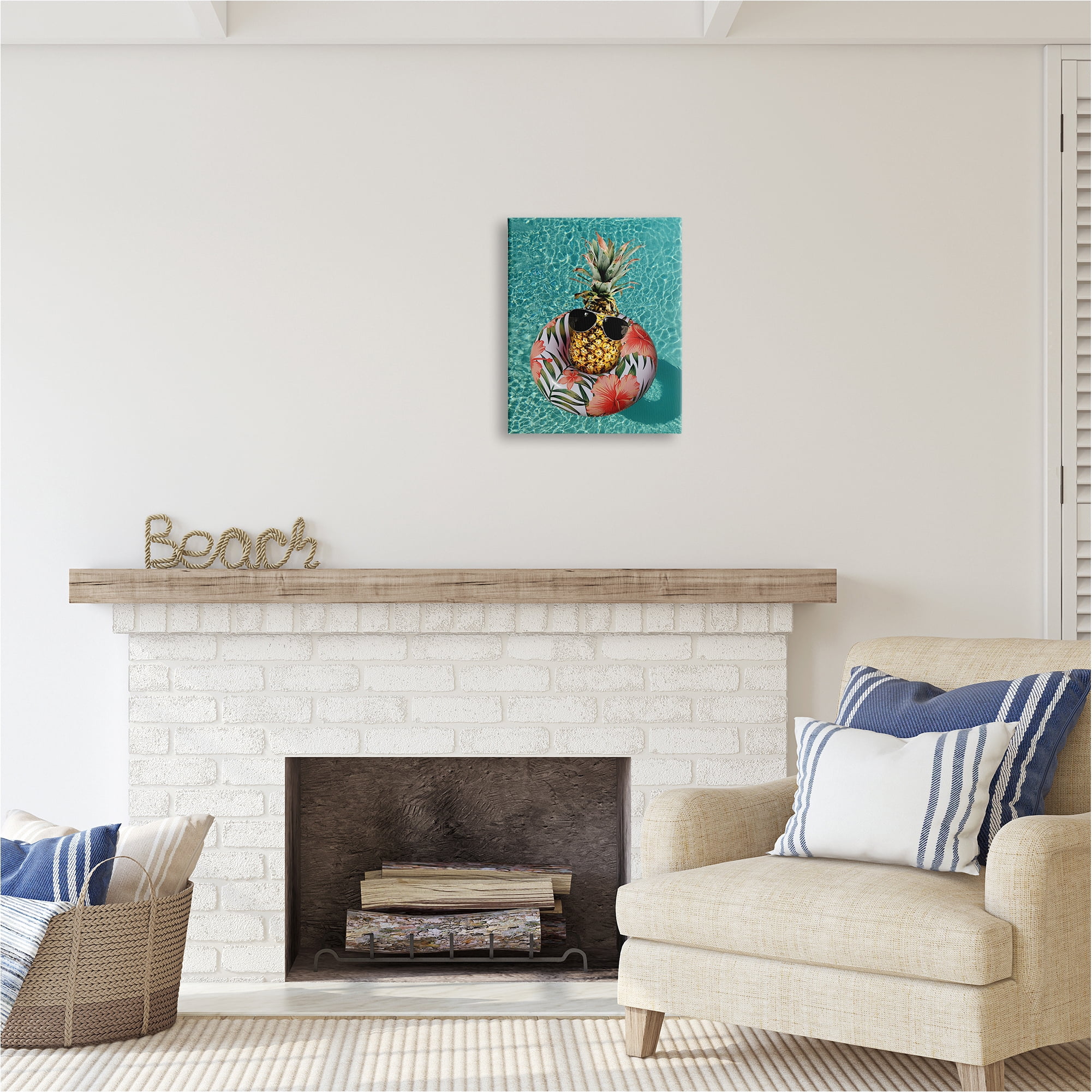 Stupell Industries Pineapple on Beach Tube Food & Beverage Painting Gallery Wrapped Canvas Art Print Wall Art, 16 x 20