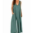 thumbnail image 2 of Gdvsclr Women'S Casual Summer Loose Jumpsuits Sleeveless V Neck Wide Leg Long Rompers Baggy with Pockets  Green M, 2 of 6