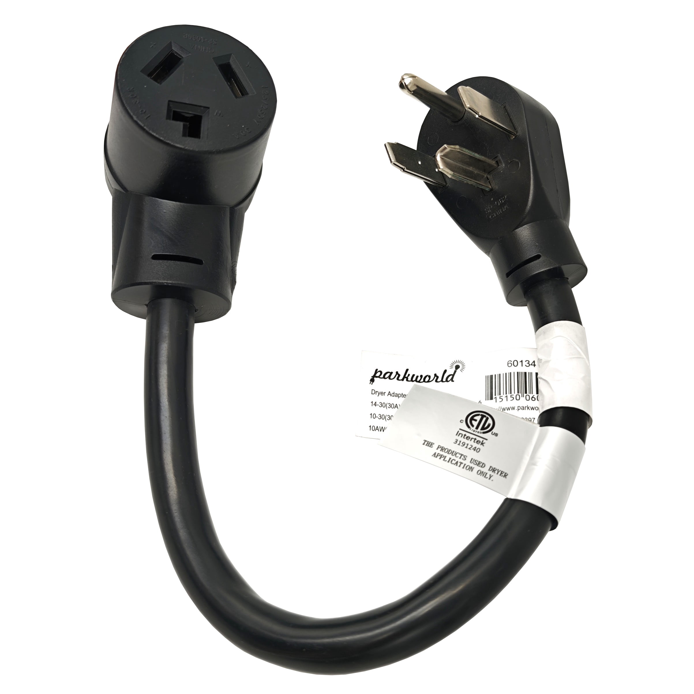 Parkworld 60134 Dryer Adapter Cord NEMA 14-30P Male to 10-30R Female, 30A, 250V, 1.5FT