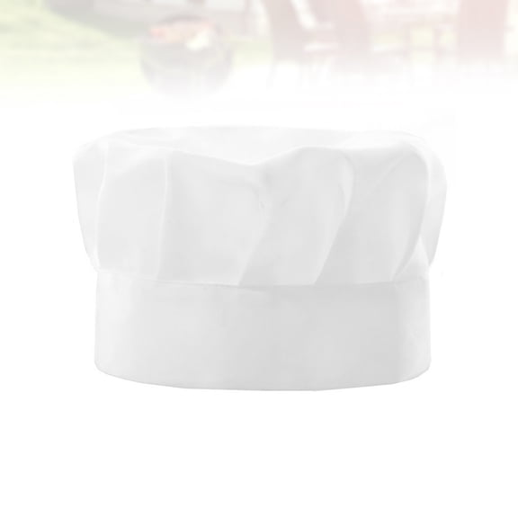 FONDOTIN 1Pc White Soft Fabric Cap Mushroom Hat Adjustable for Chef Use