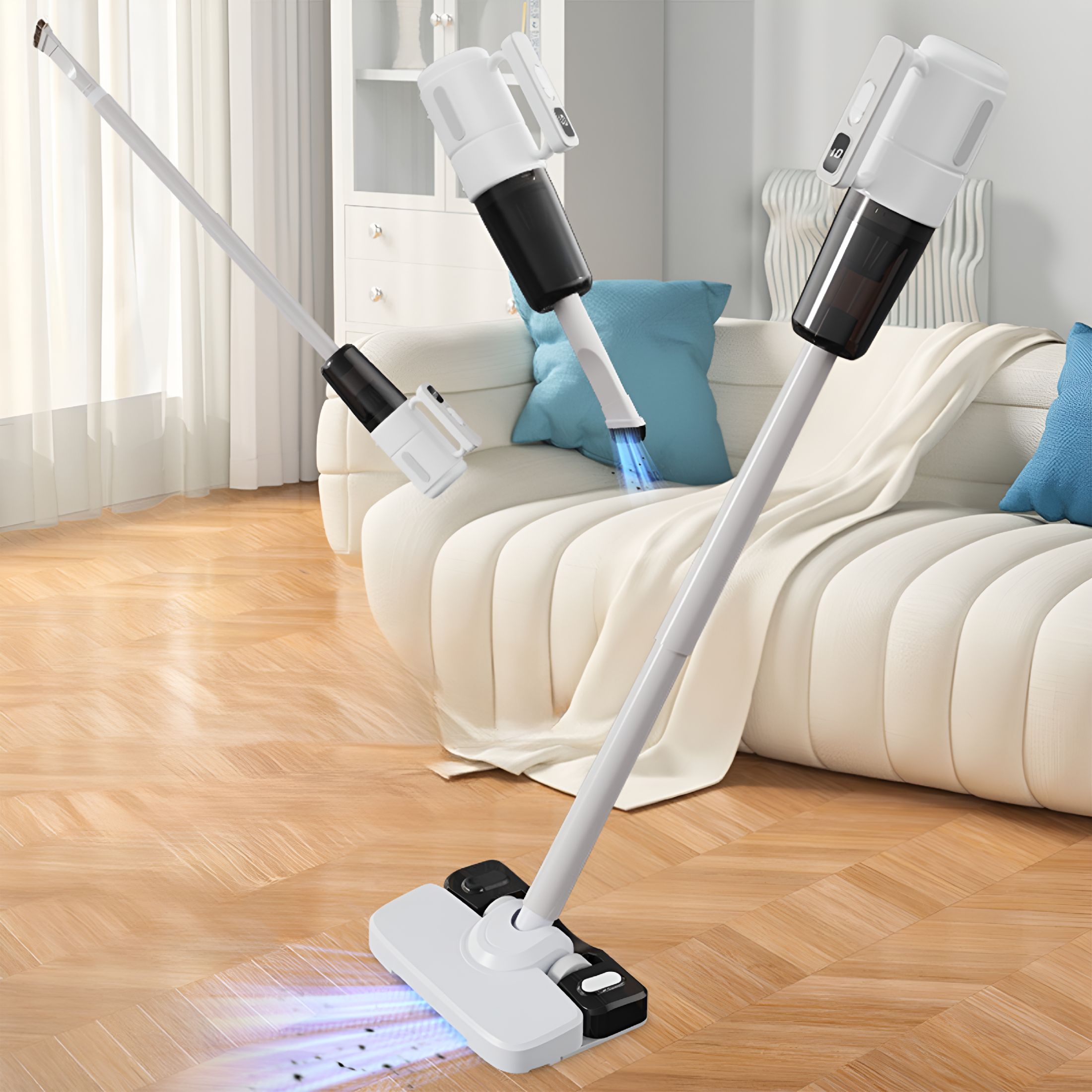 CURYMAY Cordless Handheld Vacuum Cleaner,3-In-1 Wet Dry Vac with Mop and Blower,10Kpa Suction,50W Usb Charging Wet and Dry Vacuum Cleaner,White