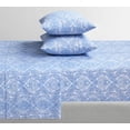 thumbnail image 2 of Feather and Stitch New York 4-Piece 300 Thread Count Blue Paisley 100% Cotton Percale Sheet Set, King, 2 of 4