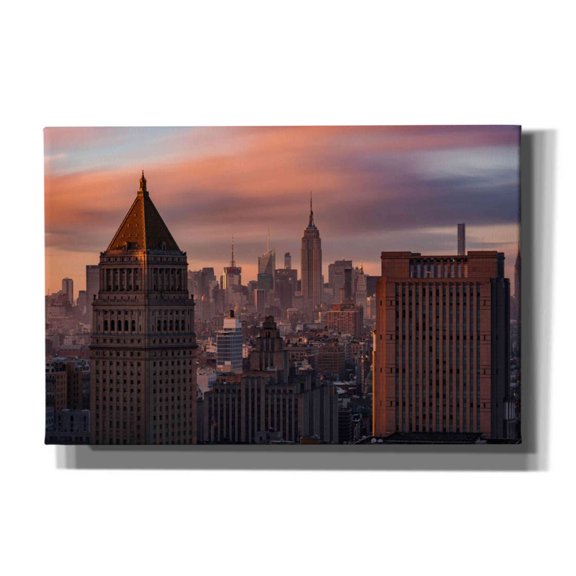 Epic Graffiti 'Golden Light New York Low Clouds' by Bruce Getty, Giclee Canvas Wall Art, 18"x12"