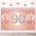 thumbnail image 1 of Fondo De Pancarta De Feliz Cumpleaños Número 90, Suministros De Decoración Para Fiesta De 90 Cumpleaños Para Mujeres O Hombres, Oro Rosa, 4 X 6 Pies, 1 of 5