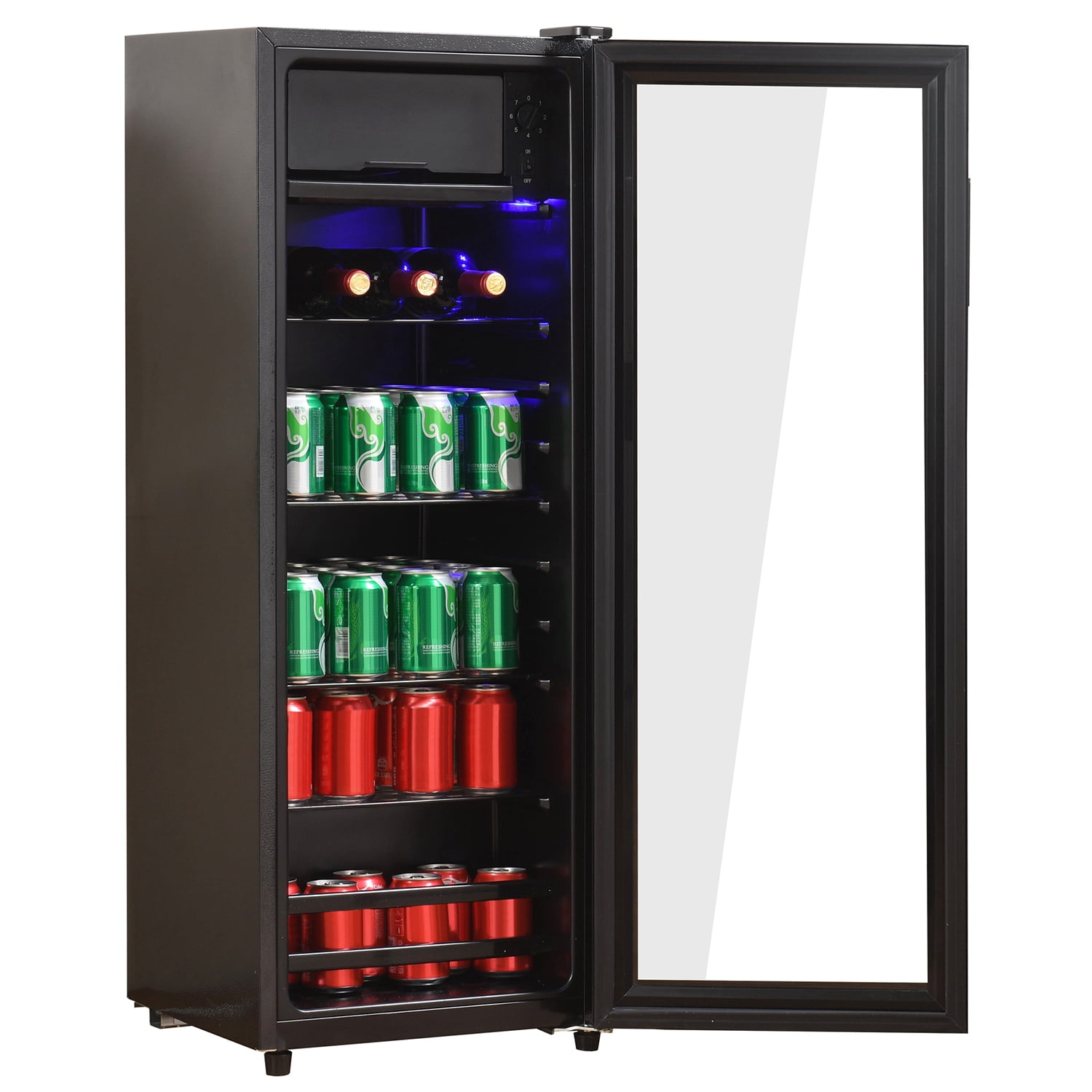 Spaco 4.5Cu.ft Mini Fridge, 0.3Cu.ft Freezer, Up to 94 Cans of Wine, Silent, High-Efficiency and Energy-Saving Compressor, Black