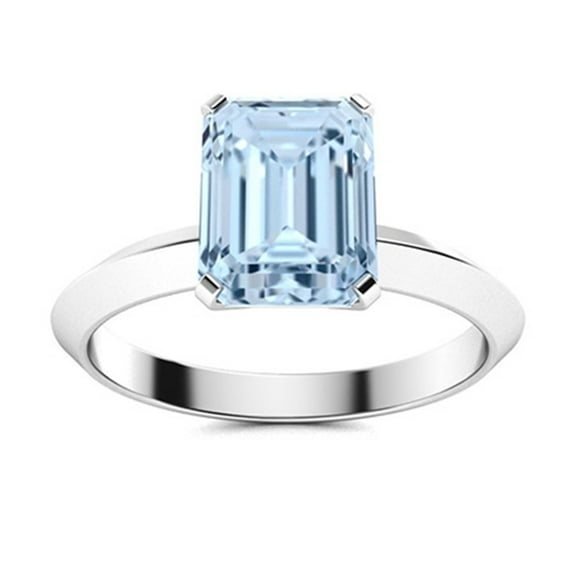Solitaire 1.5 Ctw Radiant Cut Aquamarine 925 Sterling Silver Thin Shank Ring