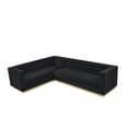 thumbnail image 2 of Inspired Home Anniston Velvet Upholstered Corner Sectional Sofa, Gold Base, Left Facing, Black, 2 of 6