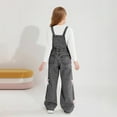 thumbnail image 4 of Kids Girls Denim Bib Overalls Sleeveless Bowknot Wide Leg Jumpsuit Big Girls Adjustable Strap Jean Jumpsuit with Pockets 6-14 Years, 4 of 4