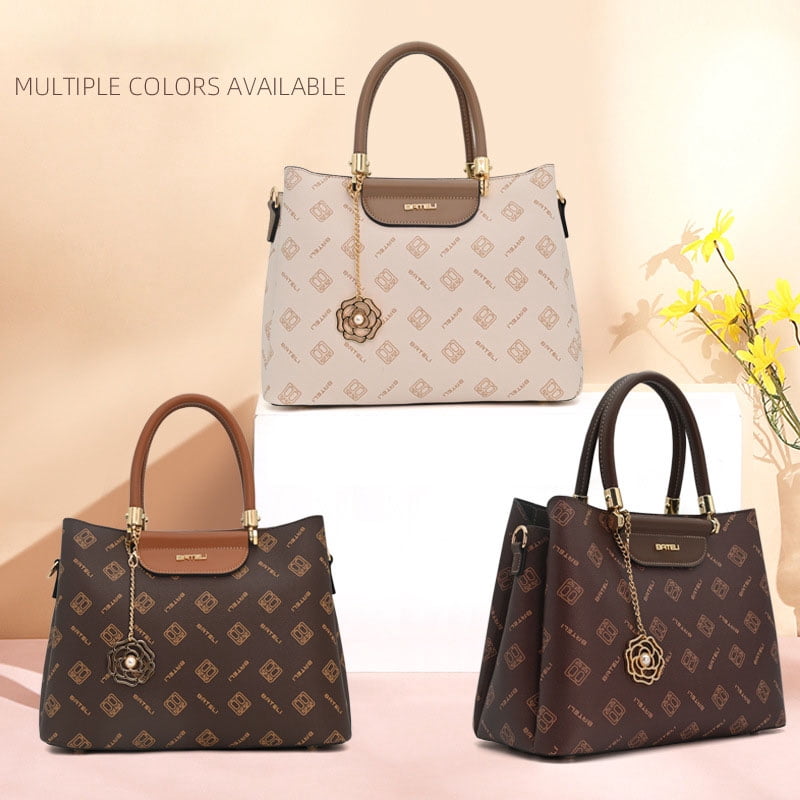 Purses and Handbags for Women Printed Shoulder Tote Bags Retro Top Handle Satchel Vegan Leather Work Bag Designer Crossbody Bag