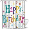 thumbnail image 3 of Child''s Birthday Shower Curtain Cute Colorful Happy Birthday Bathtub Curtain White Fabric Bathroom Shower Curtain, 3 of 6