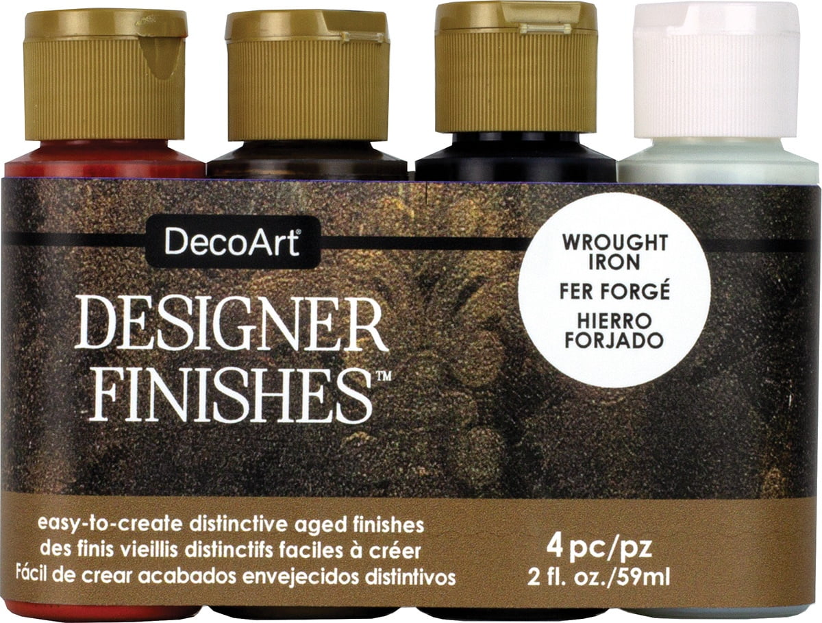 DecoArt Designer Finishes Paint Pack 4/Pkg-Wrought Iron - Walmart.com