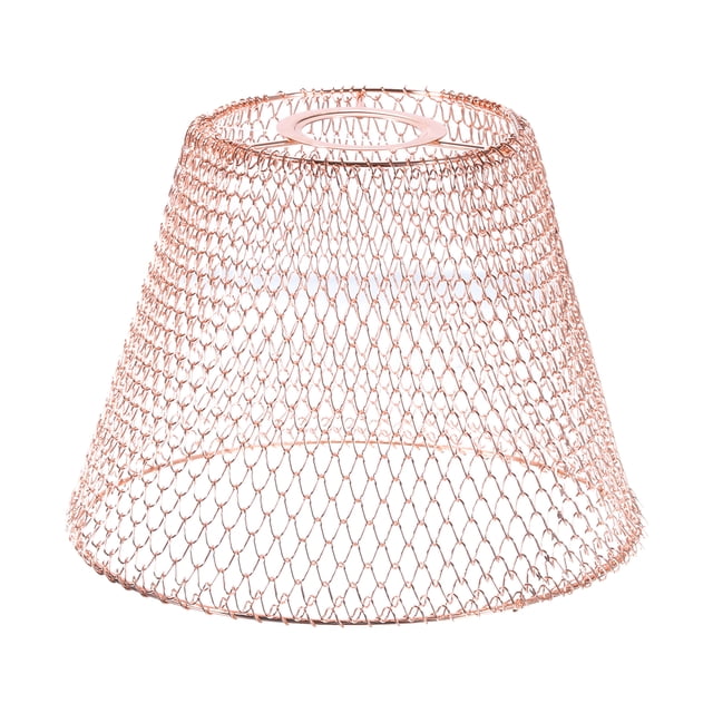 Pantalla de Lámpara de Malla Uxcell, Pantalla de Lámpara Colgante Industrial Retro Plegable para Bombilla E26/E27, Oro Rosa