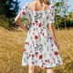 thumbnail image 5 of Vestido rojo vintage con estampado floral de manga corta para mujer, vestidos de mujer, ropa para mujer, vestido, 5 of 7