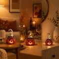 thumbnail image 5 of Clearance! Halloween Witch Hat Ceramic Light Up Pumpkin Figurine LED Night Light Candle Style Glowing Pumpkin Statue Tabletop Decor for Fall Thanksgiving Home Display Ornament, 5 of 5