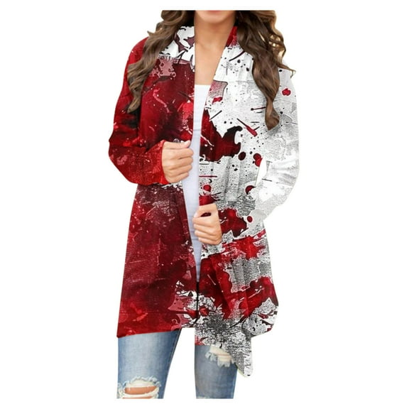 WXLWZYWL Womens Halloween Costumes 2024, Cute Pumpkin Ghost Bat Cat Spider Printed Long Sleeve Cardigan Sweaters for Women Lightweight