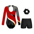 thumbnail image 4 of Sholeno Girls Kids Sequin Metallic Gymnastics Leotard with Shorts Dance Unitard Biketards Ballroom Dancewear Red&Black 16, 4 of 7