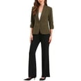 thumbnail image 2 of INSPIRE CHIC Shawl Lapel Blazer for Women 3/4 Sleeves Pocket Single Button Work Suit M Coffee, 2 of 5