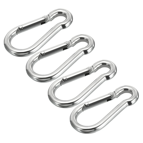 2.8 Inch Snap Hooks, 4 Pcs Stainless Steel Spring Snap Hook M7 Metal Snap Clips Connector Large Buckle for Hammock Swing