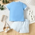 thumbnail image 7 of YUEHUA Outfit for Boys Boys Girls Short Sleeve Striped Prints T Shirt Pullover Tops Shorts Outfits,Size 2-3 Years, 7 of 7