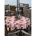 thumbnail image 3 of Outdoor Tablecloth with Umbrella Hole Zipper Pink Blossoms Black Cat Round Tablecloth 60" Waterproof Outside Table Cloth Farmhouse Romantic Flowers Patio Table Cover Tablecloths for Picnic Party, 3 of 8