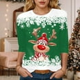 thumbnail image 2 of larppty 3/4 Length Sleeve Women Tops Crew Neck Blouses Dressy Casual Christmas T Shirts Loose Fit Holiday Clothes (Green, L), 2 of 4