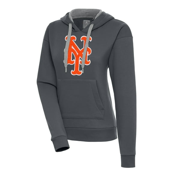 Women's Antigua  Charcoal New York Mets Victory Pullover Hoodie