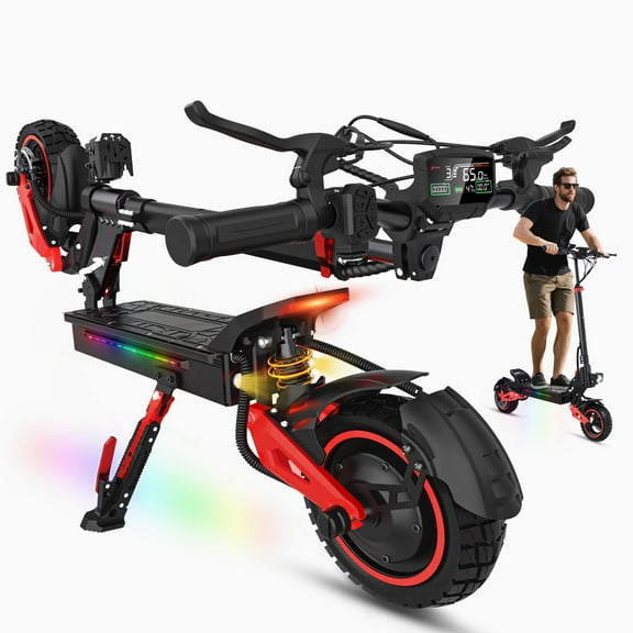 1600W Offroad Electric Scooter Adults,28-37 Miles Long Range Escooters，31 MPH Fast Electric Scooters 10.5" Offroad Tires， Dual Brake & Full Suspension Folding Escooter for Adults Teens