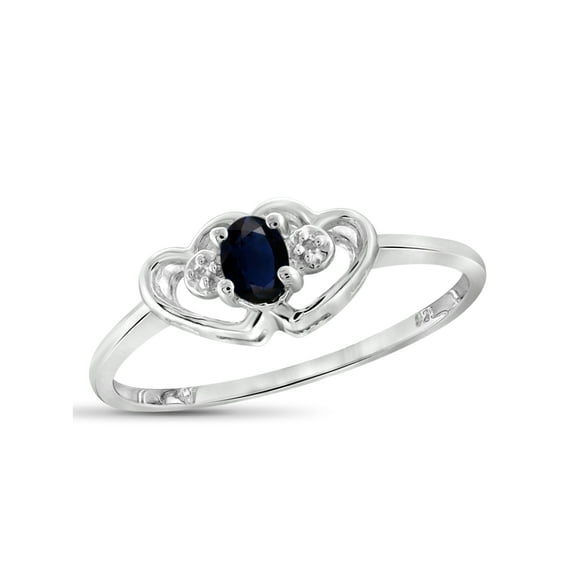 JewelersClub Sapphire Ring Birthstone Jewelry – 0.25 Carat Sapphire 0.925 Sterling Silver Ring Jewelry with White Diamond Accent – Gemstone Rings with Hypoallergenic 0.925 Sterling Silver Band