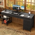 thumbnail image 5 of Amadwell 54" Desk with Drawers & Storage, Office Desk with Reversible Shelves, Gaming Computer Desk, Grey, 5 of 8