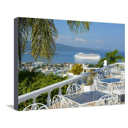 Elevated View over City Center and Cruize Liner, Montego Bay, St. James Parish, Jamaica, Caribbean Stretched Canvas Print Wall Art By Doug