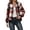 Brick Red, variant on Brushed Plaid Zip Up Bomber Jacket for Women, Ribbed Collar Long Sleeve, Casual Commuter Fall Outerwear, 1 Piece, S-XXL, Plus Size Friendly