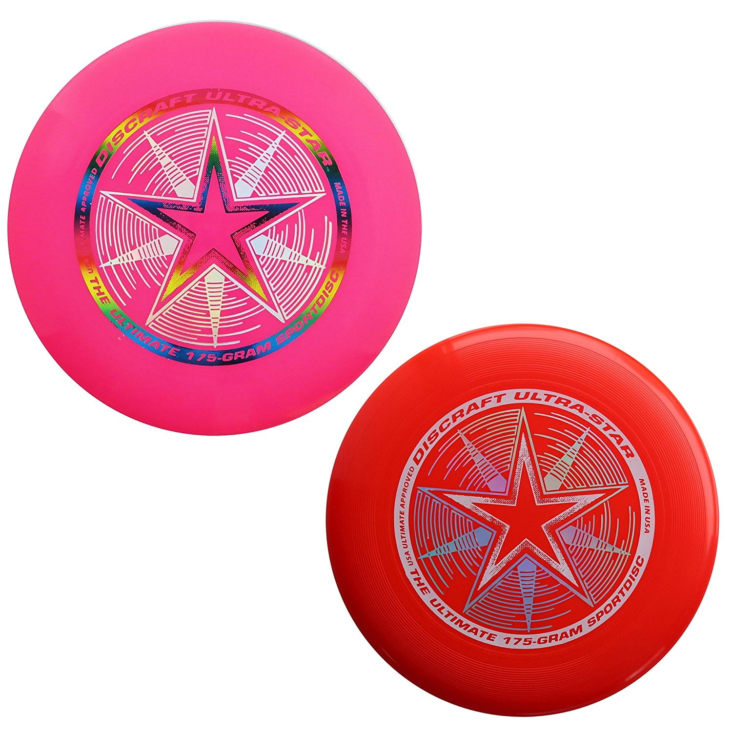PINK/RED NEW Discraft ULTRA-STAR 175g Ultimate Frisbee Disc 2 Pack 