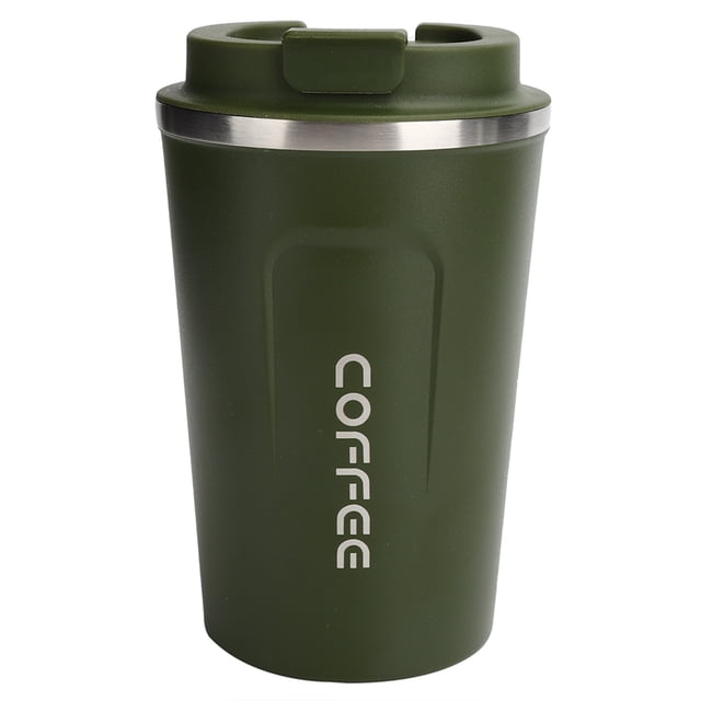 380ml Tasse à Vide Double Couche en Acier Inoxydable Anti-Déversement Portable Voiture Café CupGreen