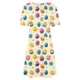 thumbnail image 4 of Vestido Corto para las Mujeres Cuello Redondo Manga Corta Impresa Suéter, Moda Casual Estilo Línea, 4 of 9