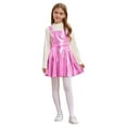 thumbnail image 1 of TiaoBug Costume de Danse Jazz Disco pour Filles Enfants Robe Salopette Métallique Réglable Robe Évasée pour Carnaval Rose 12, 1 of 6