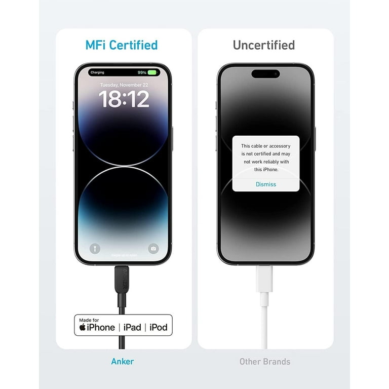 Anker PowerLine+ II USB-C & Lightning Cable MFi Certified USB PD Compatible iPhone 14/13/12/SE Compatible (0.9m Black