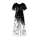 thumbnail image 3 of Puntoco Vestido De Mujer Con Cuello Redondo Y Manga Corta A Media Pantorrilla Con Bolsillos Dobles Y Estampado Floral Vestido De Manga Corta Con Cuello Redondo Negro Xl,Regalos Para Mujer Joven, 3 of 4
