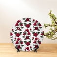 thumbnail image 6 of Picia Rose Flowers Pattern Bone China Decorative Plate – Wall Decor with Stand and Adhesive, Elegant Ornament for Living Room, Office, or Entryway-7in, 6 of 6